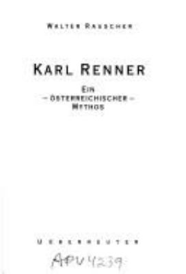 Titelbild: Karl Renner : ein österreichischer Mythos.