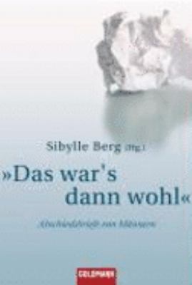 Titelbild: »Das war's dann wohl« : Abschiedsbriefe von Männern.