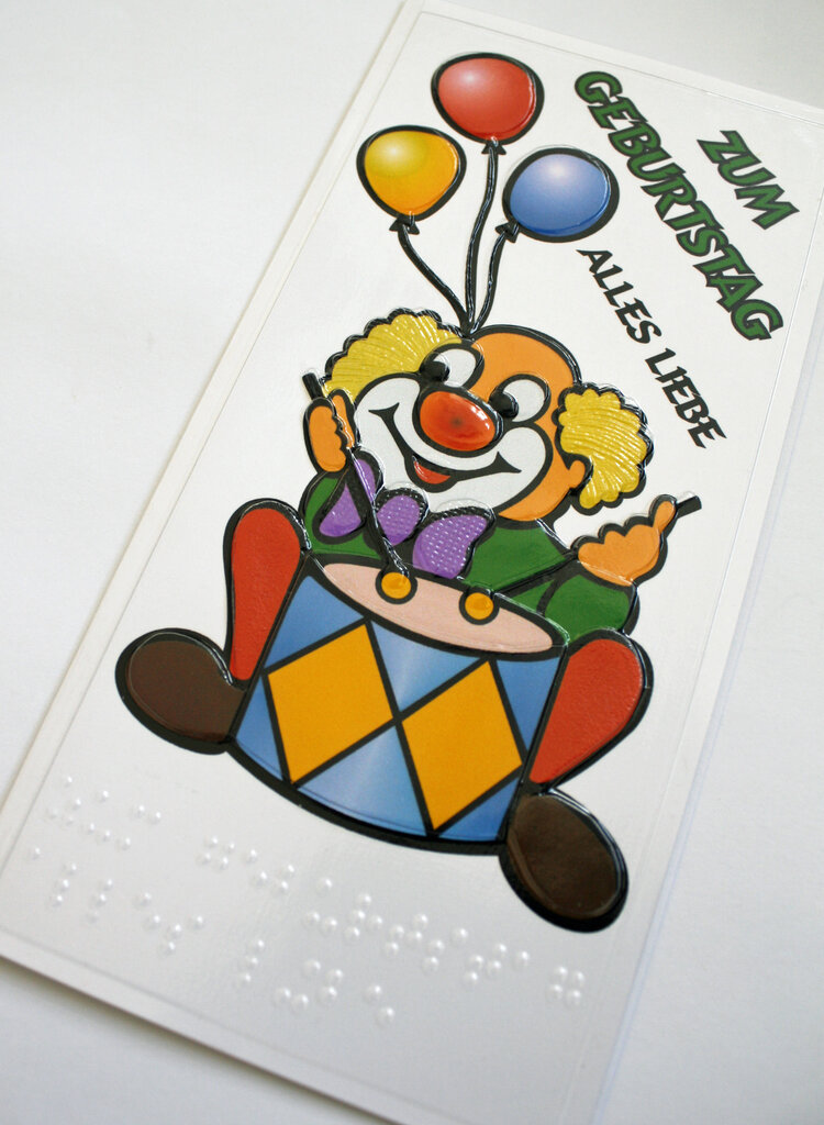 Clown mit Trommel und Luftballon