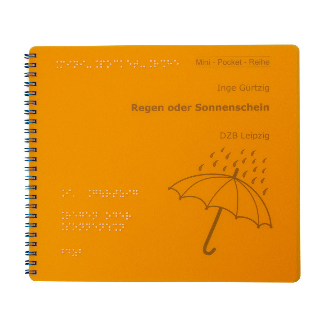 Buchtitel mit Ringbindung, Motiv Regenschirm