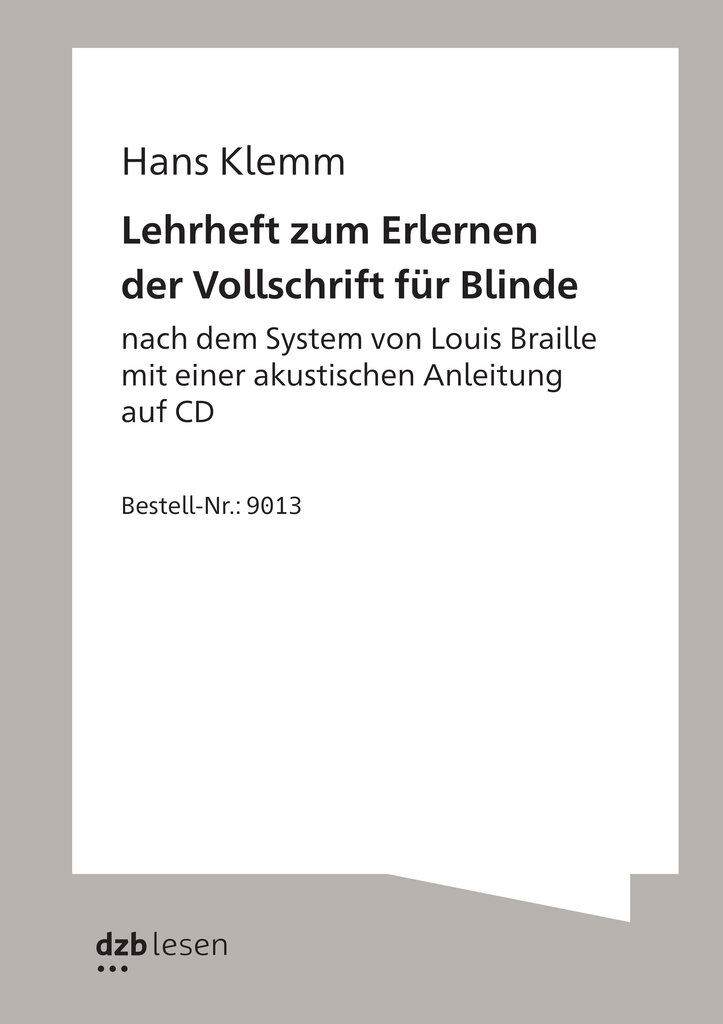 Buchcover Lehrbuch zum Erlernen der Vollschrift von Hans Klemm