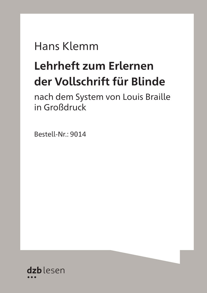 Buchcover Lehrbuch in Großdruck zum Erlernen der Vollschrift