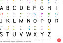 Vergrößerungsansicht: Das Plakat zeigt das Alphabet in Brailleschrift, der Schrift, mit deren Hilfe blinde Menschen lesen und schreiben