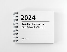 Vorderseite Taschenkalender 2024 in Großdruck mit Spiralbindung