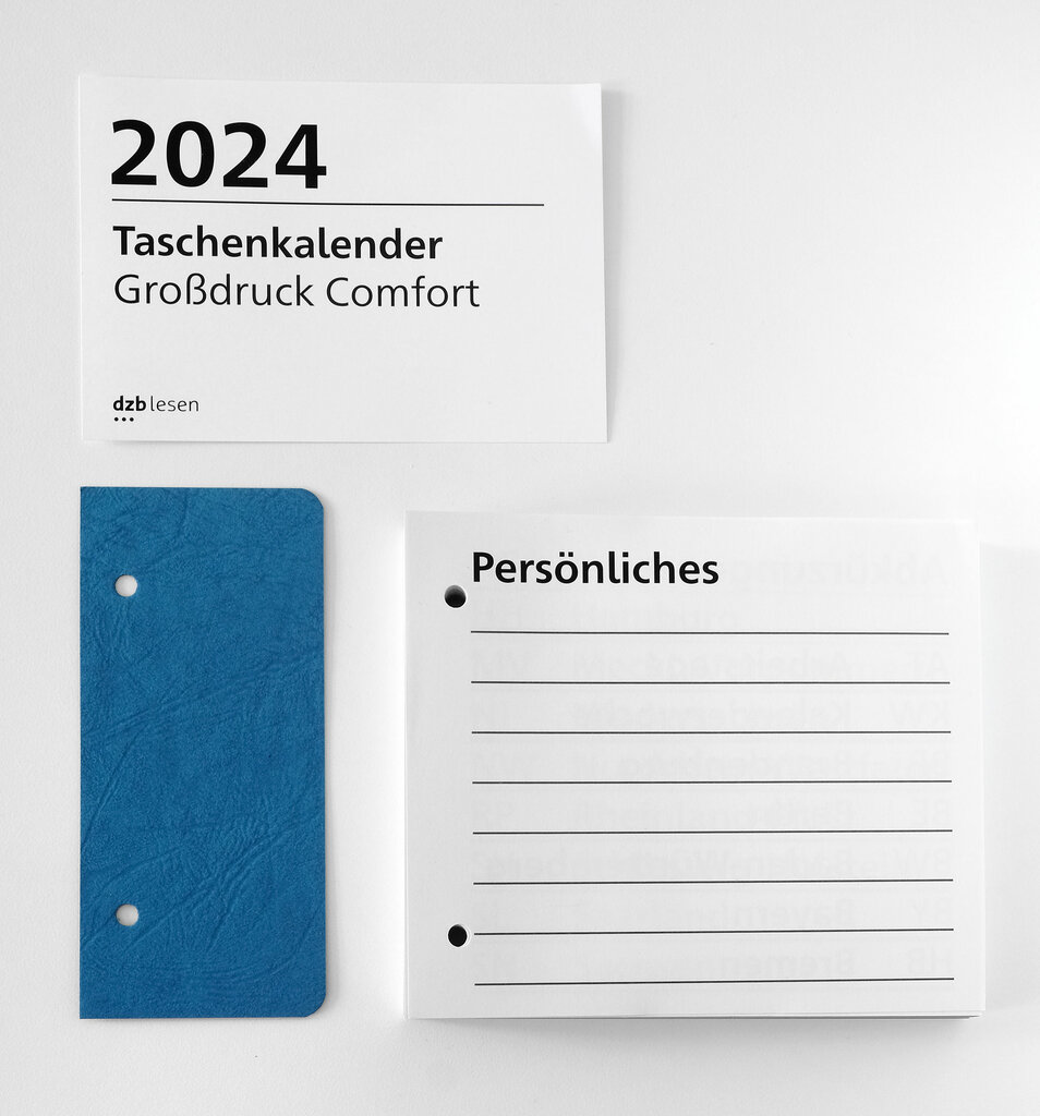 Kalendarium Großdruck Taschenkalender mit Lesezeichen und Notizblättern