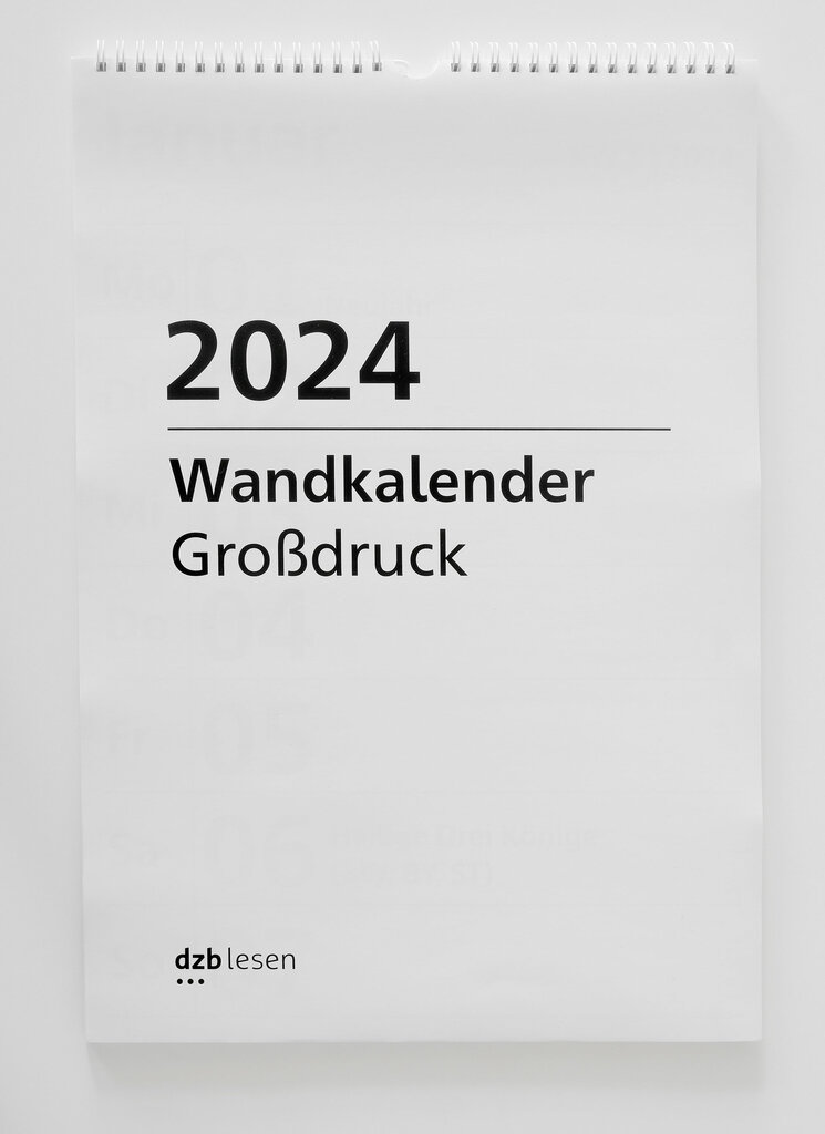 Deckblatt Wandkalender A3 in Großdruck