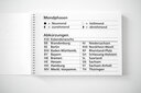 Vergrößerungsansicht: Aufgeklappter Großdruck-Tischkalender 2024 im Querformat mit Mondphasen und Akürzungsverzeichnis