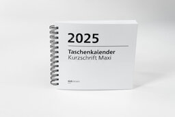 Vorderseite Taschenkalender 2025 in Kurzschrift mit Ringbindung