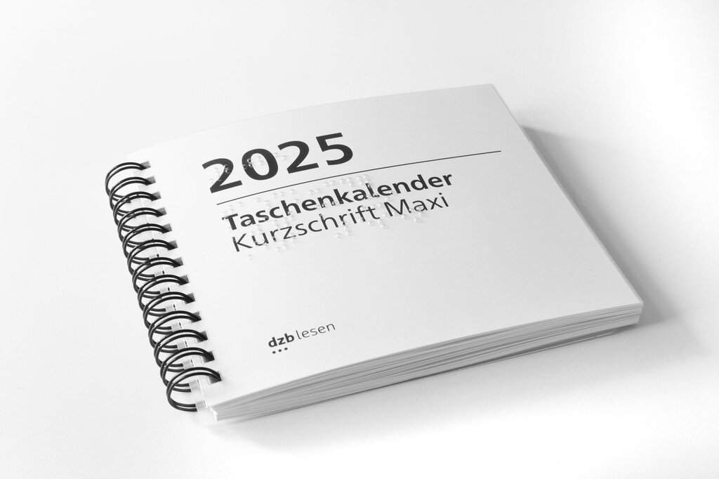 Vorderseite Taschenkalender 2025 in Kurzschrift mit Ringbindung