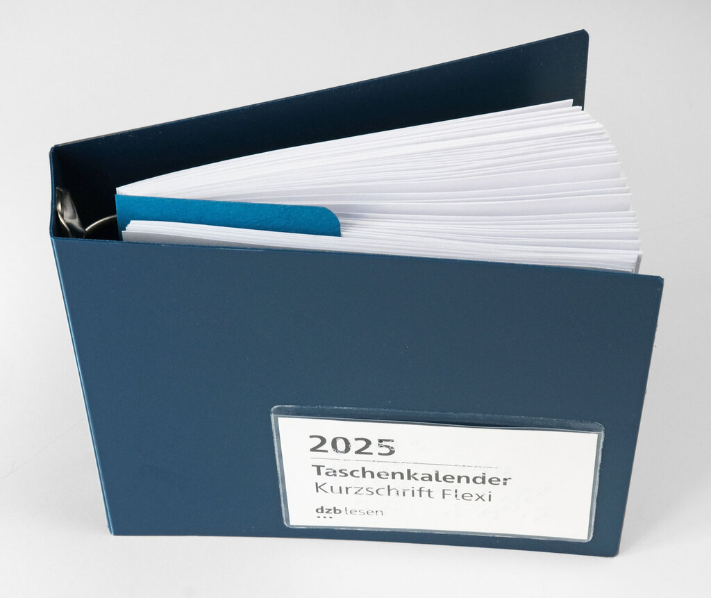 Taschenkalender 2025 in Kurzschrift in Ringordner aus Kunststoff