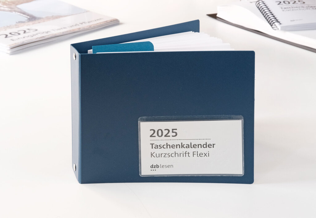 Taschenkalender 2025 in Kurzschrift in Ringordner aus Kunststoff