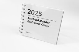 Vorderseite Taschenkalender 2025 in Großdruck mit Spiralbindung