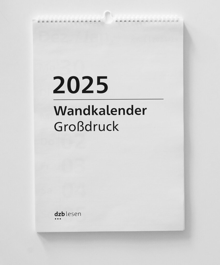 Deckblatt Wandkalender A3 in extra großer Schrift