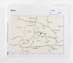 Vergrößerungsansicht: Autobahnkarte Region Berlin mit transparentem Relief und unterlegtem Farbdruck