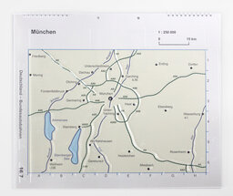 Autobahnkarte Region München mit transparentem Relief und unterlegtem Farbdruck