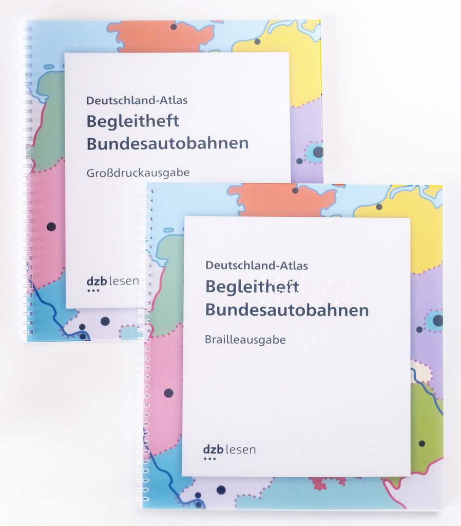 Begleithefte Autobahnkarten in Brailleschrift und Großdruck