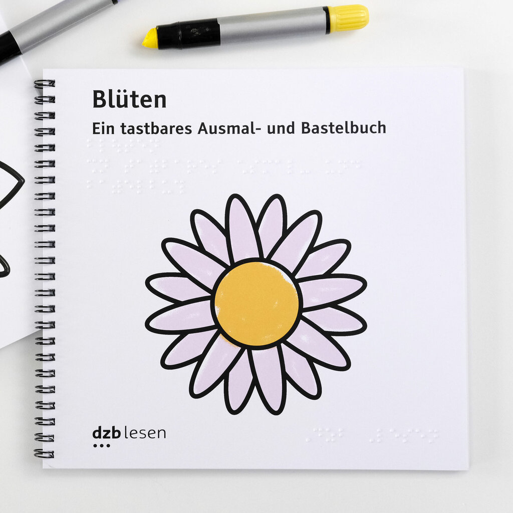 Buchcover »Blüten« – ein tastbares Ausmal- und Bastelbuch