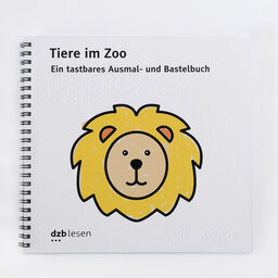 Vergrößerungsansicht: Buchcover Ausmalbuch »Tiere im Zoo«, Löwenkopf mit wuscheliger Mähne