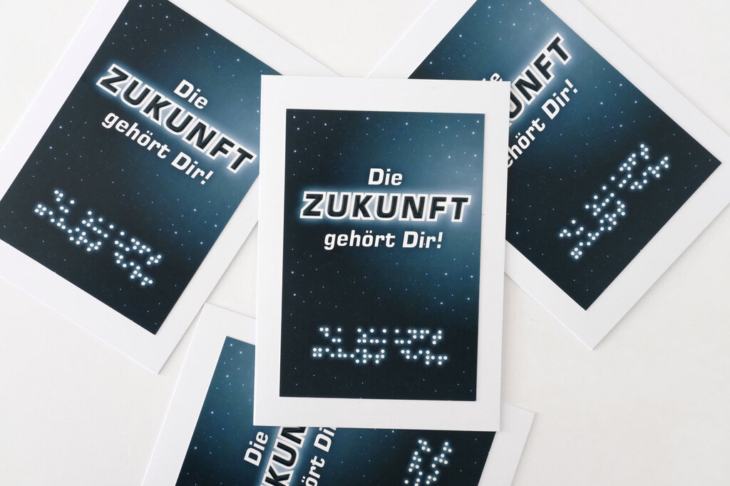 Grußkarte »Die Zukunft gehört Dir!« mit Text in Großdruck und Brailleschrift