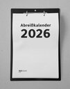Vergrößerungsansicht: Deckblatt vom Abreißkalender 2026 mit Beschriftung in Großdruck und Brailleschrift mit Aufhängung