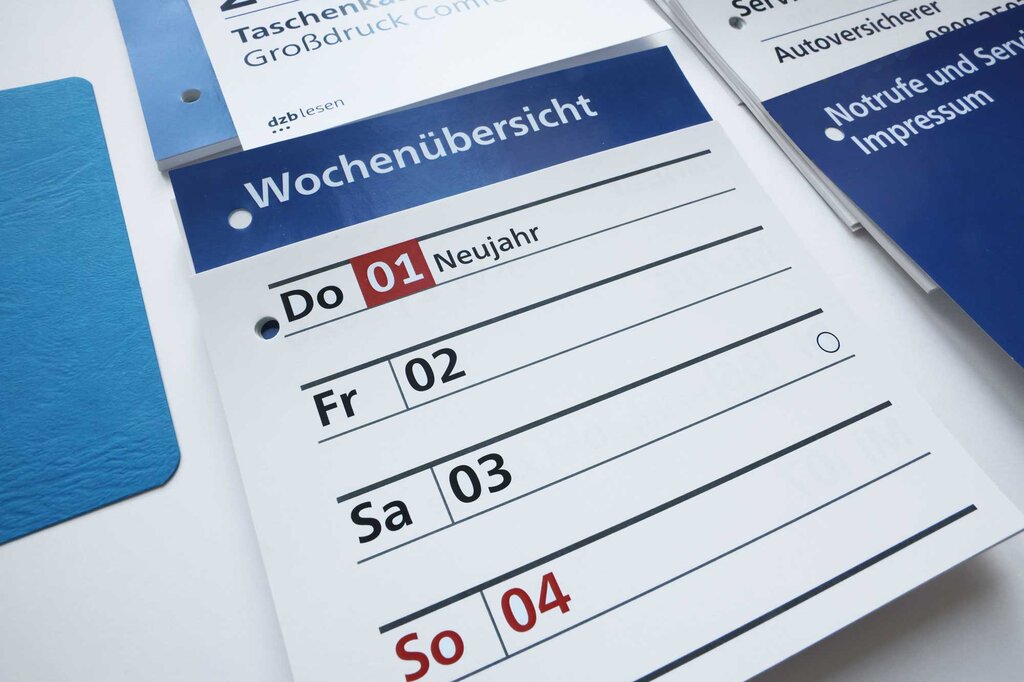 Wochenansicht vom Kalendarium für den Taschenkalender 2026.