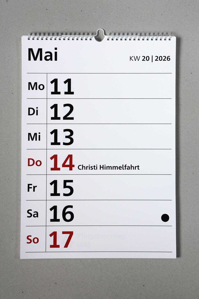 Wochenübersicht vom Großdruck-Wandkalender 2026 in extra großer Schrift