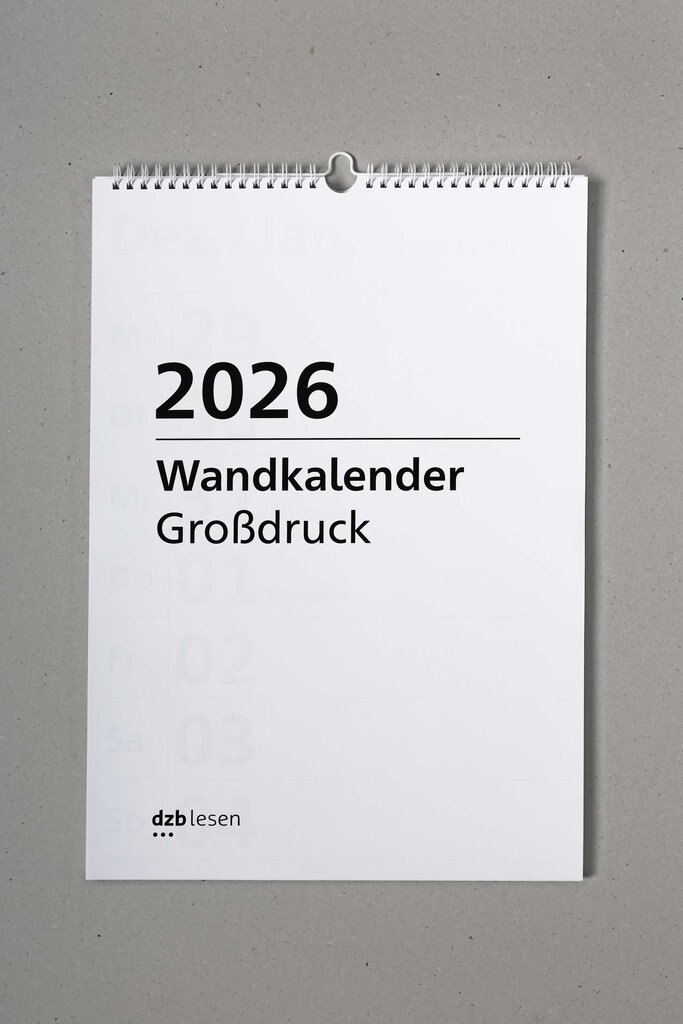 Deckblatt Wandkalender A3 in extra großer Schrift