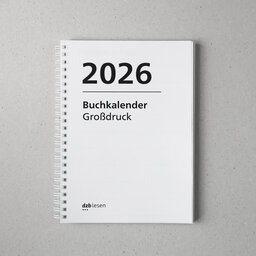 Vorderansicht Taschenkalender in großer Schrift im Hochformat und mit Spiralbindung