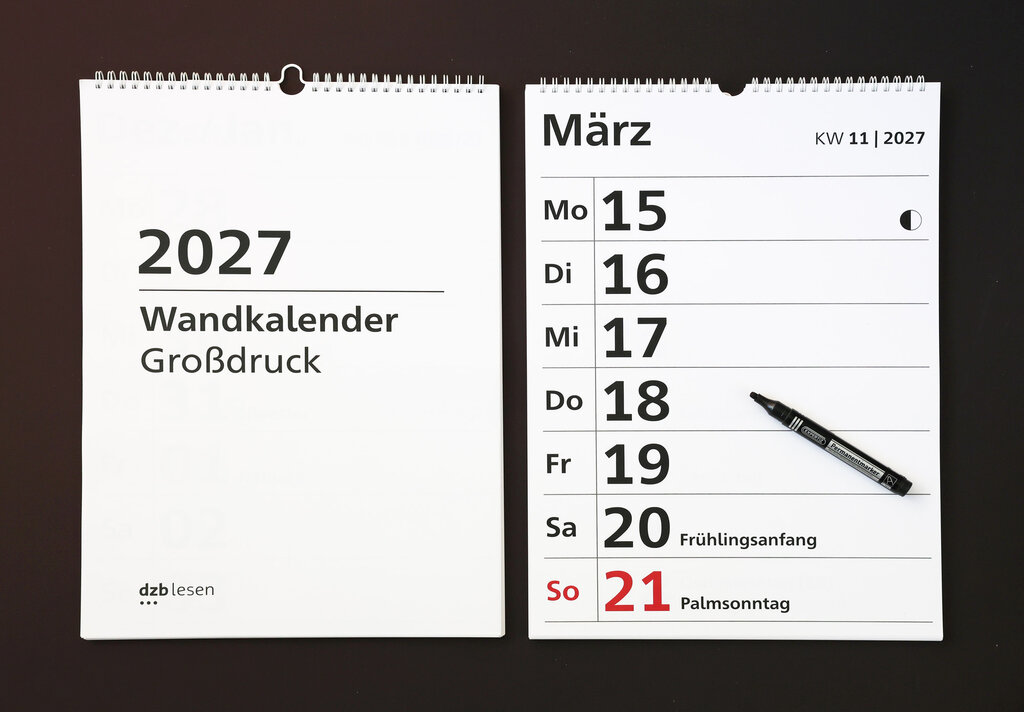 Großdruck-Wandkalender 2027 : Wochenübersicht. 1 Bd.GD